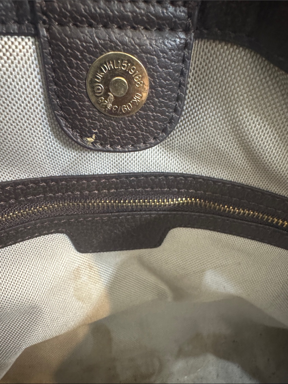 Canvas Tote with Green-Red Stripe and Gold Chain - Picture 4 of 7